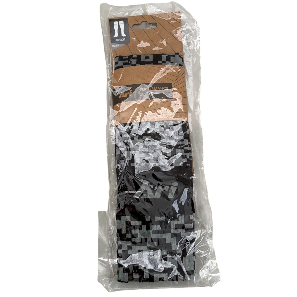 Ari Performance Pixel Long Socks Blk/ Grey Athletic Compression Sports SoccerNEW